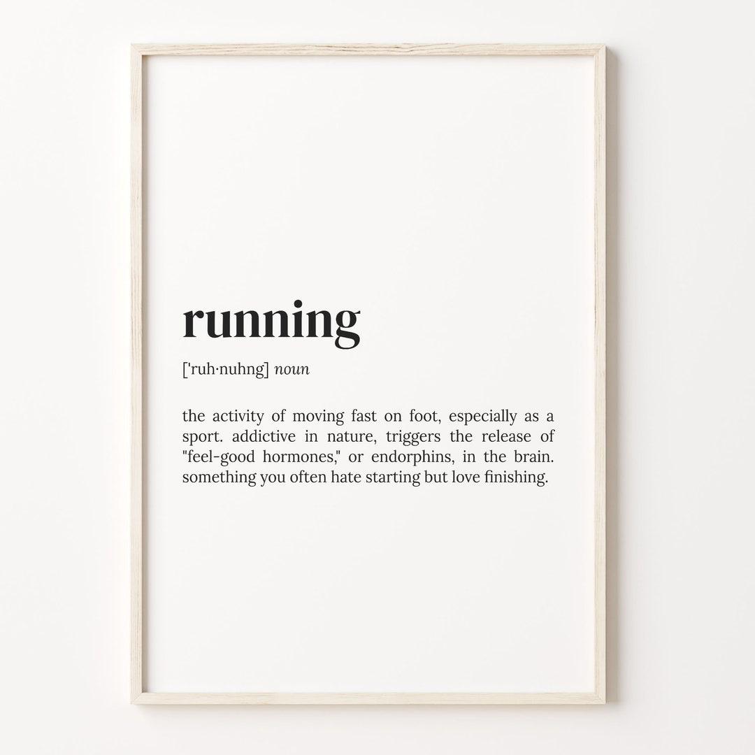 Running Definition Print, Dictionary Poster, Quote Wall Art, Runner