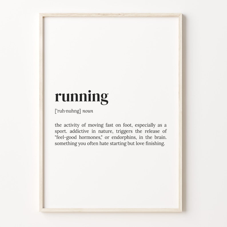 Running Definition Print, Dictionary Poster, Quote Wall Art, Runner