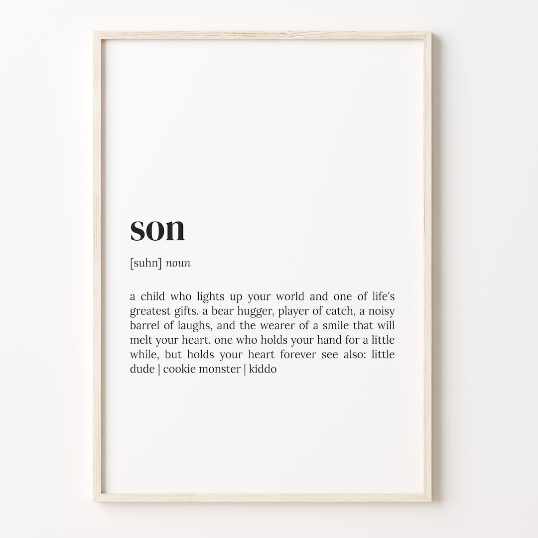 Son Definition Print, Dictionary Poster, Quote Wall Art, Son Cute Quote
