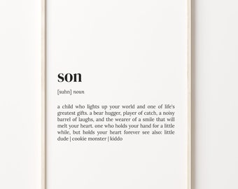 Son Definition Print: Quote Wall Art, Gift for Son