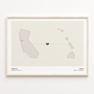Kalifornien Hawaii Druck, Hawaiianisches Geschenk, Minimalistische US Zustand Verbindung Poster, Reise Wandkunst, Heimat im Ausland Karte, C21-1206