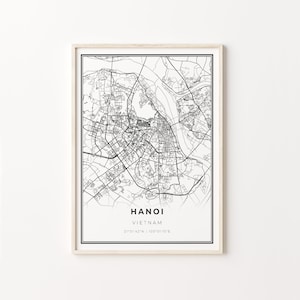 Hanoi Print, Stadt Karte Kunst Poster, Vietnam Vietnam, Wand Kunst Dekor, Schwarz Weiß Stil, Geschenkideen Für Frauen, C13-829