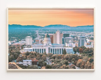 Salt Lake City Skyline Print: Colorful Cityscape Wall Art