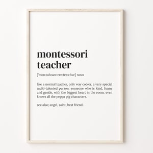 Montessori Lehrer Definition Druck, Wörterbuch Poster, Zitat Wandkunst, Kunst für coolen Lehrer, cooles Lehrer Geschenk, Montessori Geschenk, C17-301