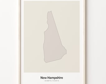 Minimalist New Hampshire Map Print: NH Line Art Poster