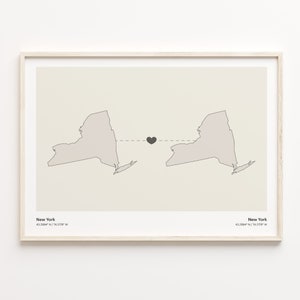 Impression de New York à New York, cadeau New-Yorkais, affiche minimaliste de carte de connexion d'état, art mural de voyage, aventure vous attend, C21-1385