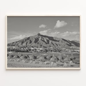 Marbella gematteerd poster print, Marbella zwart-witte muur kunst, Marbella muur decor, Marbella reizen, Marbella stratenplan poster, C18-467