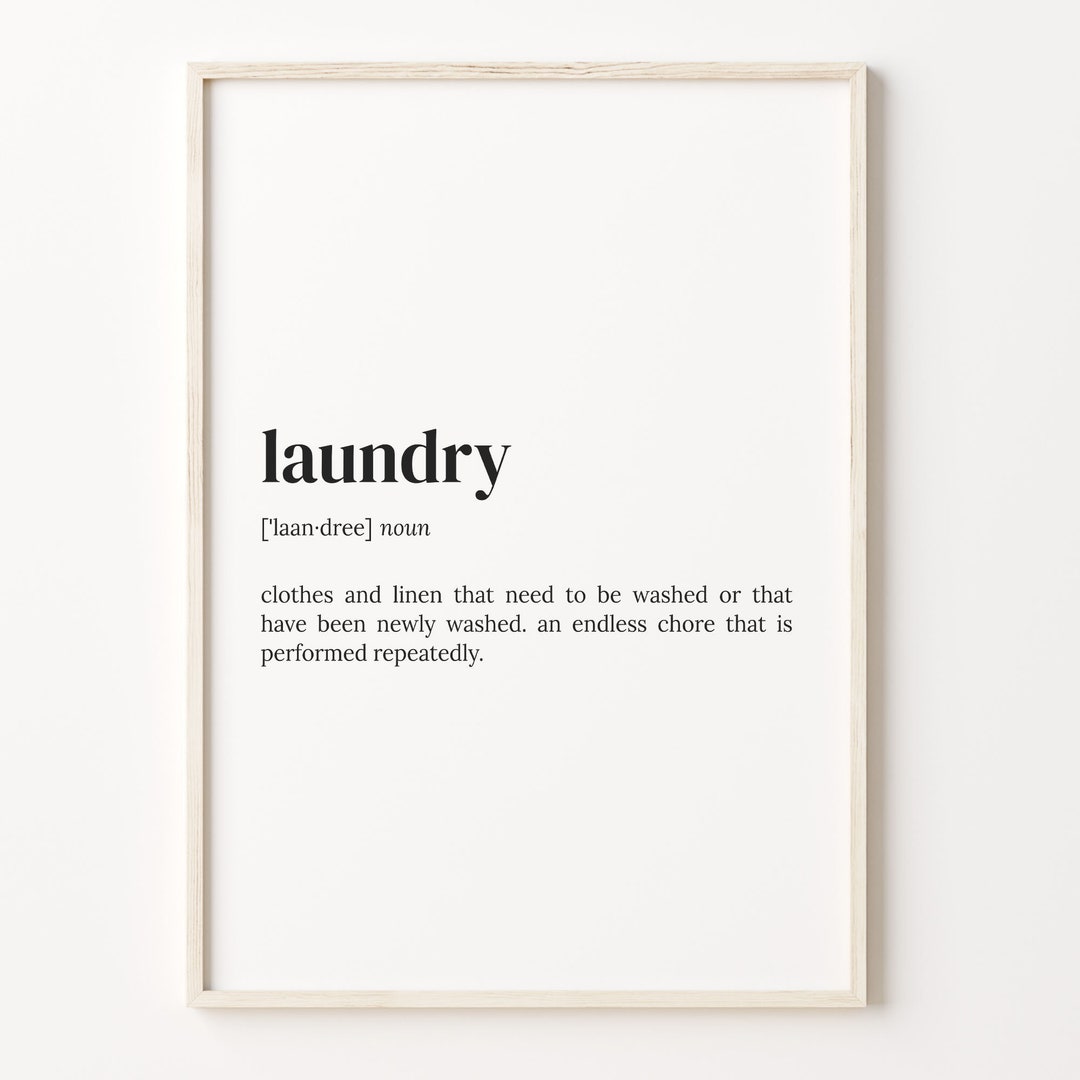 Laundry Definition Print Dictionary Poster Quote Wall Art Etsy