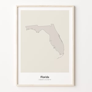 Florida Print, Florida Gift, Minimalistische Landkaart Poster, FL Line Art, Trendy muurkunst, C24-210