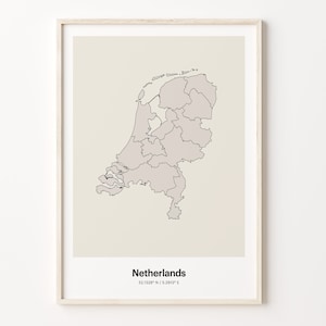 Niederlande Print, Niederlande Geschenk, Minimalistische Landkarte Poster, NL Line Art, moderne Karte, C24-130