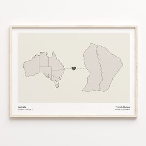 Australien Französisch-Guayana Druck, Französisches Geschenk, Minimalistische Landkarte Poster, Reise Wandkunst, LDR Geschenk, C21-857