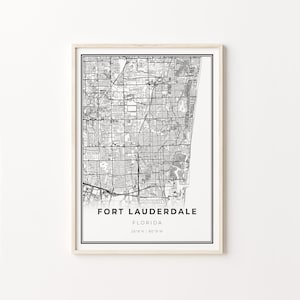 Fort Lauderdale Print, City Map Art Poster, Florida FL USA, Wall Art Decor, Moderne Zwart-Wit Stijl, Gift Yourself, C13-285