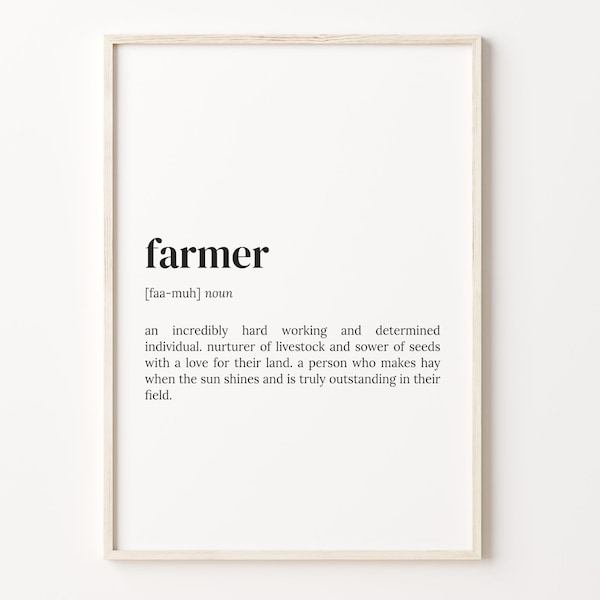 Farmer Definition Print, Dictionary Poster, Quote Wall Art, Farmer Cofee Art, Farmer Funny Gift, Gift For Farmer, C17-140