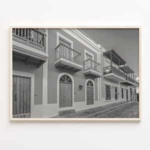 Impressão de pôster fosco de Porto Rico, arte em preto e branco de Porto Rico, decoração de Porto Rico, viagens de Porto Rico, pôster de mapa de ruas, C18-429