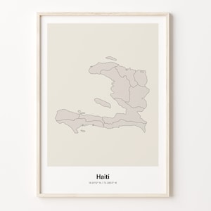 Haiti Print, Haitian Gift, Minimalistic Country Map Poster, HT Line Art, Artistic map design, C24-77