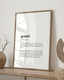 Gemini Definition Print: Zodiac Sign Wall Art - Etsy Canada
