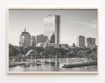 Boston Black and White Skyline Poster Print
