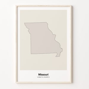 Missouri Print, Missourian Gift, Minimalistic Country Map Poster, MO Line Art, Latitude longitude, C24-224