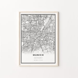 Munich Print, City Map Art Poster, Germany, Wall Art Decor, Modern Black and White Style, Gift For Boss, C13-783