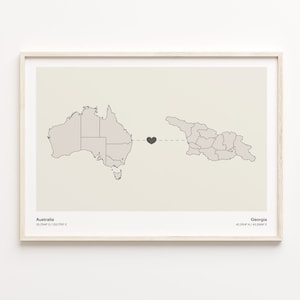 Australien Georgia Print, gambisches Geschenk, minimalistische Landkarte Poster, Reisewandkunst, Auslandskarte, C21-861