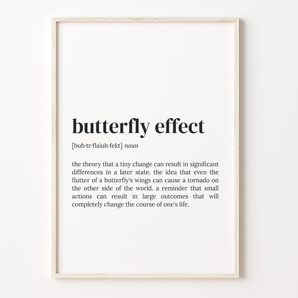 Schmetterlingseffekt Definition Print, Wörterbuch Poster, Wandaufkleber, Schmetterlingseffekt, Motivationszitat, Schmetterlingseffekt, C17-60