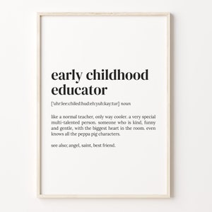Early Childhood Educator Definition Print, Dictionary Poster, Quote Wall Art, Teacher Gift, Children Worker Gift, Children Worker, C17-122