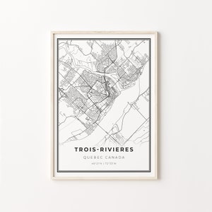 Trois-Rivieres Print, City Map Art Poster, Quebec QC Canada City straat wegenkaart kunst aan de muur, Wall Art Decor, Gift Brother, C13-450