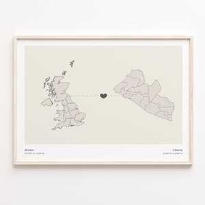 Großbritannien Liberia Druck, Liberia Geschenk, Minimalistische Landkarte Poster, Großbritannien Kunst, Fernkarte, C21-303