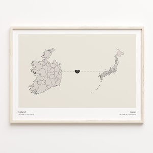 Irland Japan Print, Jamaikanisches Geschenk, Minimalistische Landkarte Poster, Reise Wandkunst, Doppelte Nationalität Karte, C21-1085