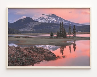 Oregon Landscape Photo Print: Mountain Lake Reflection Wall Art