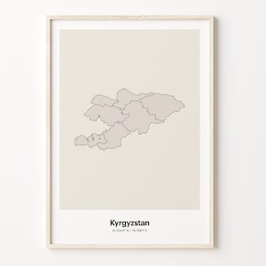 Kyrgyzstan Print, Kyrgyz Gift, Minimalistic Country Map Poster, KG Line Art, Country outline, C24-99