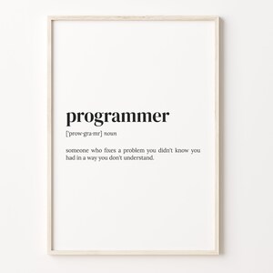 Programmer Definition Print, Dictionary Poster, Quote Wall Art, Programmer Quote, Programmer Coffe Art, Gift For Programmer, C17-366