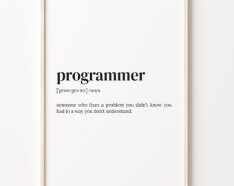 Programmer Definition Print, Dictionary Poster, Quote Wall Art, Programmer Quote, Programmer Coffe Art, Gift For Programmer, C17-366