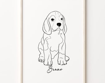 Custom Pet Portrait Line drawing, Dog Cat, Pet Portrait Drawing from a photo, One line drawing, Personalized Gifts, Custom Line Art, #COR