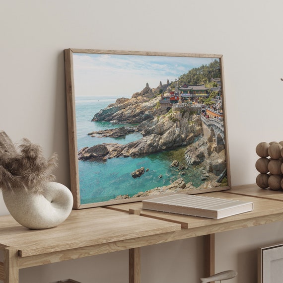 South Korea Travel Print: Coastal Temple Wall Art - Etsy