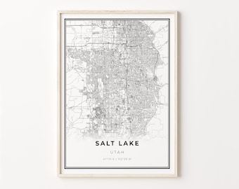 Salt Lake County Map Print: Modern Black and White Wall Art