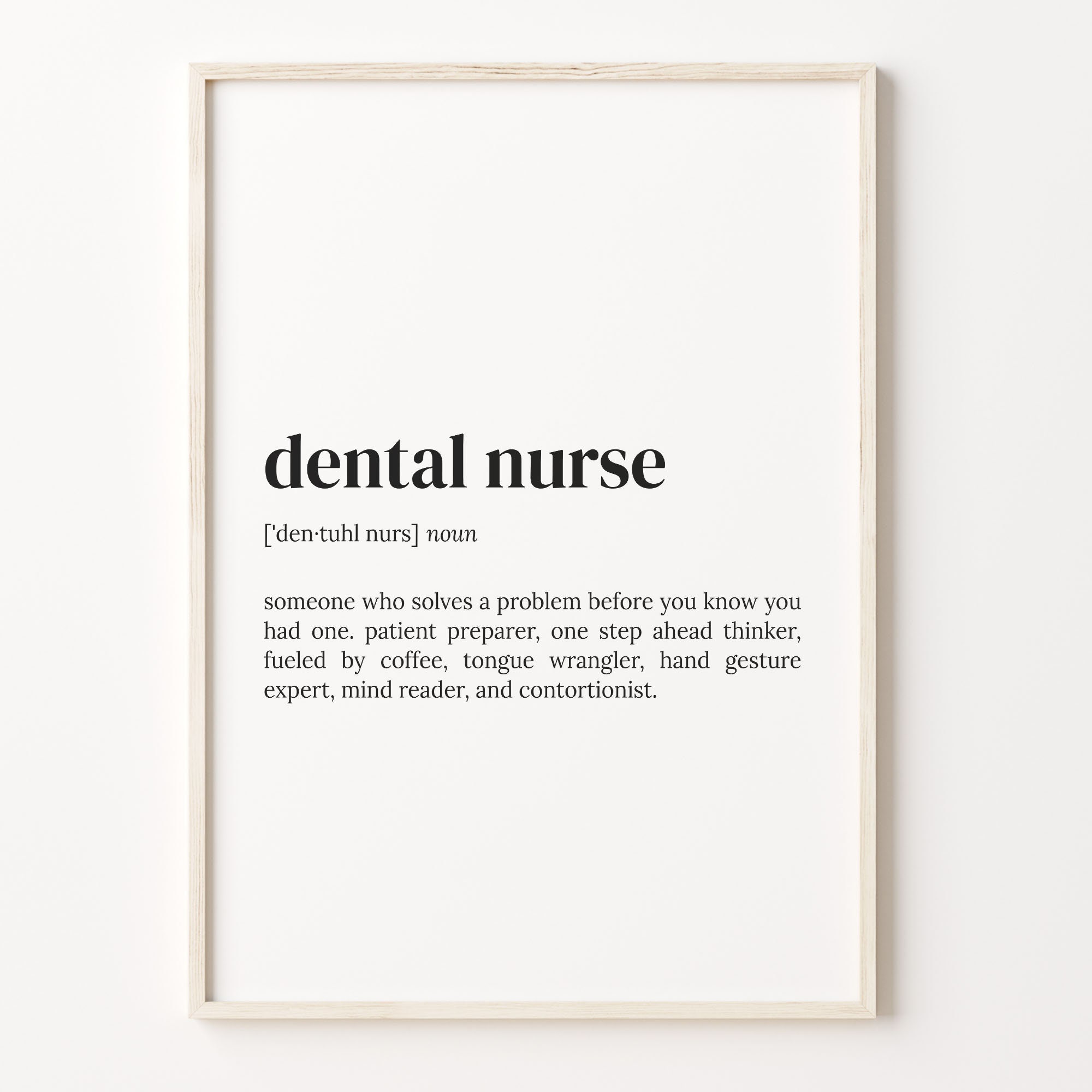 Dental Nurse Definition Print, Dictionary Poster, Quote Wall Art, Dentist Funny Art, Funny Dentist Gift, Dental Nurse Gift, C17-104