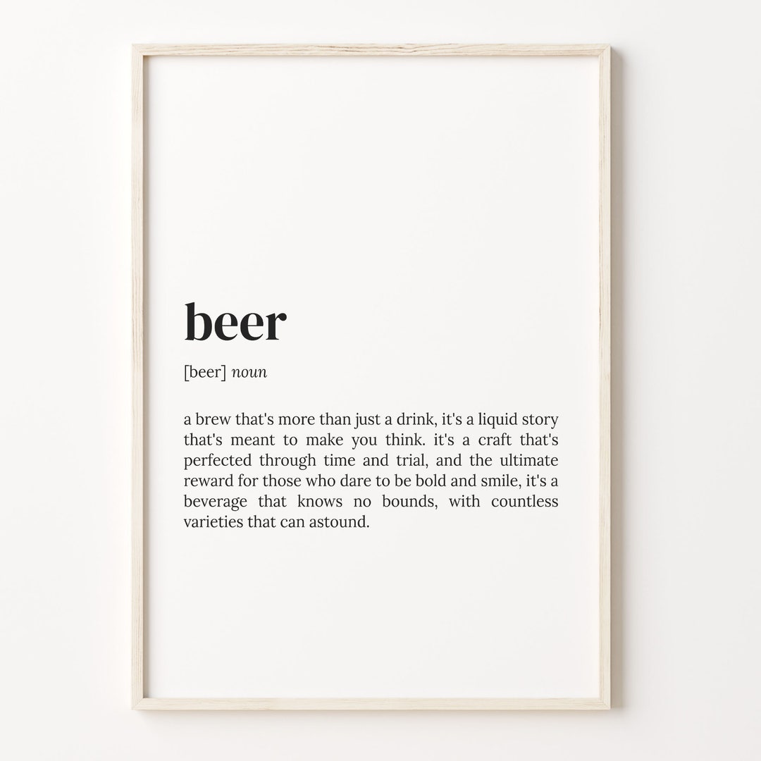 Beer Definition Print Dictionary Poster Quote Wall Art Dad Etsy