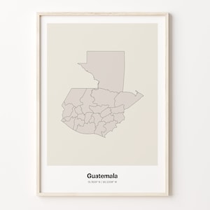 Impresión de Guatemala, Regalo guatemalteco, Póster de mapa de país minimalista, Arte lineal GT, Impresión de mapa neutral, C24-73
