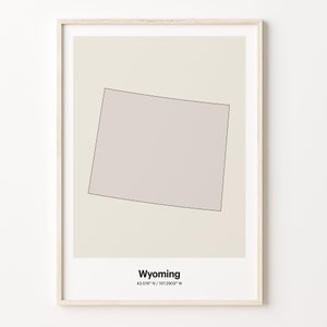 Wyoming Print, Wyomingite Gift, Minimalistic Country Map Poster, WY Line Art, Elegant map design, C24-250