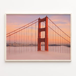 Golden Gate Bridge Colorful Poster Print, Golden Gate Bridge Photo Wall Art, Golden Wall Decor, Street Map Poster, Travel Print, C18-285