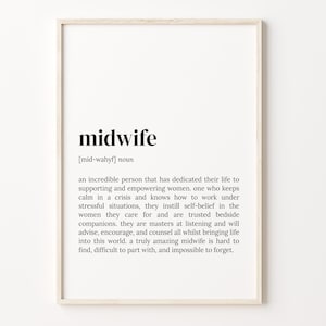 Midwife Definition Print, Dictionary Poster, Quote Wall Art, Midwife Print, Midwife Nurse Gift, Gift For Midwife, C17-593