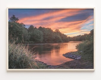 Pennsylvania Sunset River Photo Art Print: Colorful Travel Decor