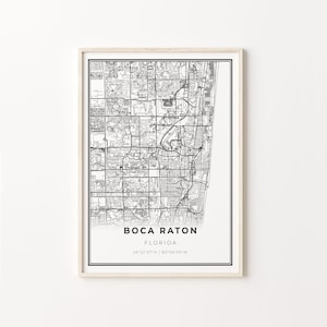 Boca Raton Print, City Map Art Poster, Florida FL USA, Wall Art Decor, Modern Black and White Style, Gift House, C13-254