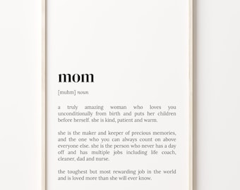 Mom Definition Art Print, Quote Poster, Gift For Mom, C17-300
