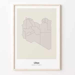 Minimalist Libya Map Print: Line Art Country Poster