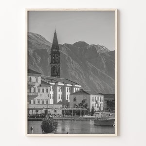 Kotor Mattierte Poster Druck, Kotor Schwarz Weiß Wand Kunst, Kotor Wand-Dekor, Kotor Reise, Stadt Karte, Kotor Straßen Karte Poster, C18-138