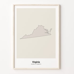 Virginia Print, Virginian Gift, Minimalistic Country Map Poster, VA Line Art, Artistic map design, C24-245
