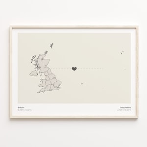 Großbritannien Seychellen Druck, Seychellois Geschenk, Minimalistische Landkarte Poster, Großbritannien Kunst, Expat Karte, C21-360