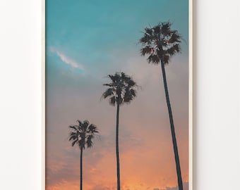Palm Trees Sunset Photo Print: Boho Wall Art
